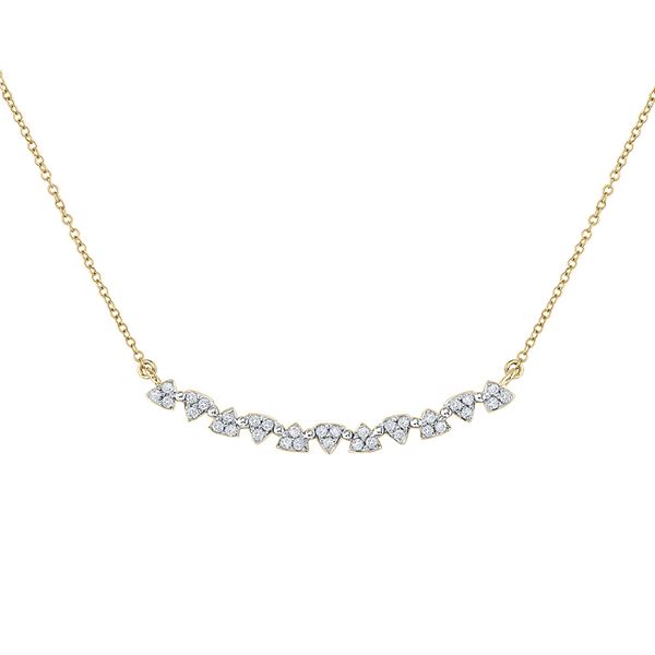 Diamond Curved Bar Necklace 1/6 Cttw 14kt Yellow Gold