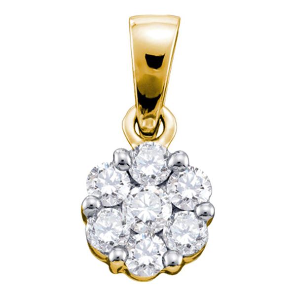 Diamond Flower Cluster Pendant 1 Cttw 14kt Yellow Gold