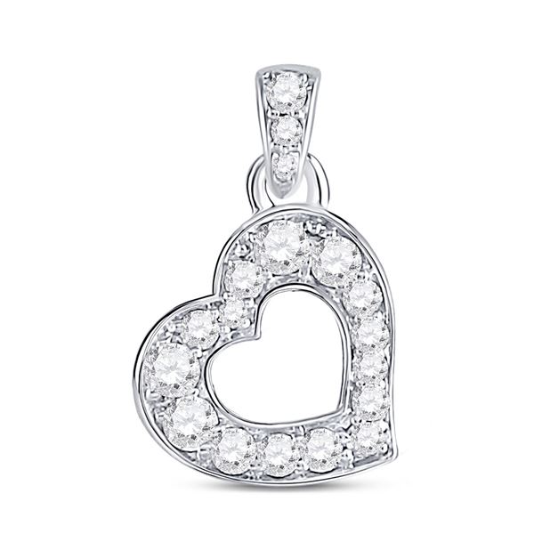 Diamond Heart Pendant 1/6 Cttw 10kt White Gold