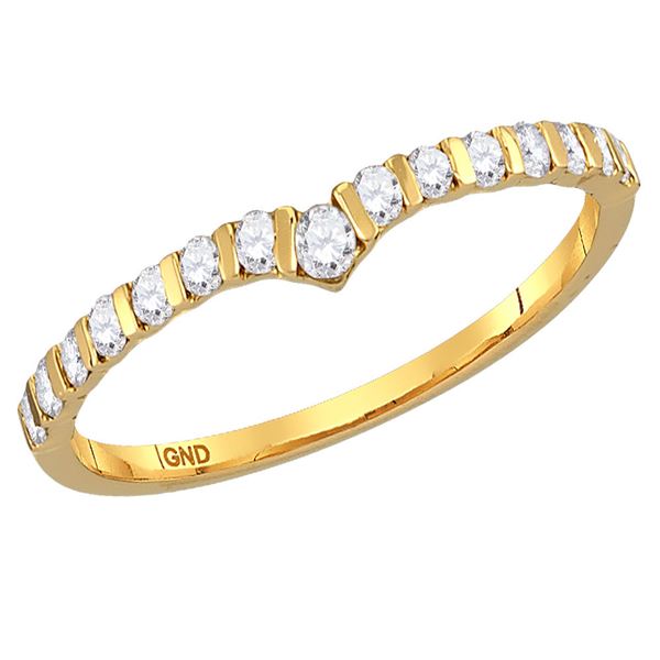 Diamond Chevron Stackable Band Ring 1/4 Cttw 10kt Yellow Gold