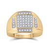 Image 1 : Mens Diamond Square Cluster Ring 1/3 Cttw 10kt Yellow Gold