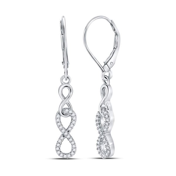 Diamond Infinity Dangle Earrings 1/5 Cttw Sterling Silver