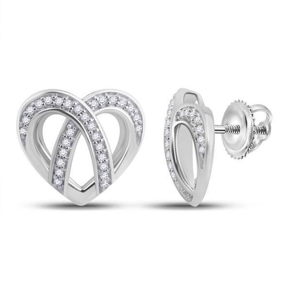 Diamond Heart Earrings 1/5 Cttw 10kt White Gold