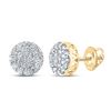 Image 1 : Mens Diamond Cluster Earrings 5/8 Cttw 10kt Yellow Gold