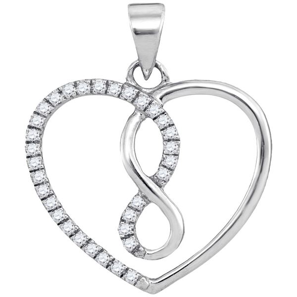 Diamond Infinity Heart Pendant 1/8 Cttw 10kt White Gold