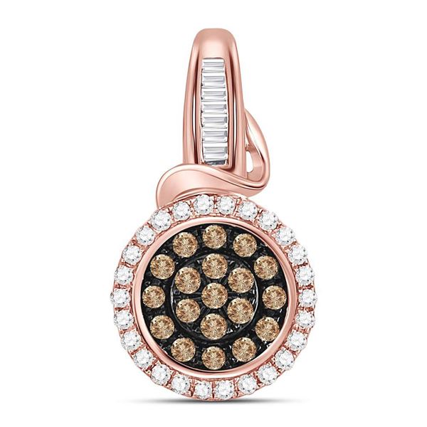 Brown Diamond Fashion Cluster Pendant 3/8 Cttw 10kt Rose Gold