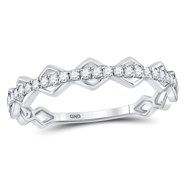 Diamond Link Stackable Band Ring 1/5 Cttw 10kt White Gold