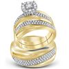 Image 1 : His Hers Diamond Solitaire Matching Wedding Set 1/2 Cttw 10kt Yellow Gold