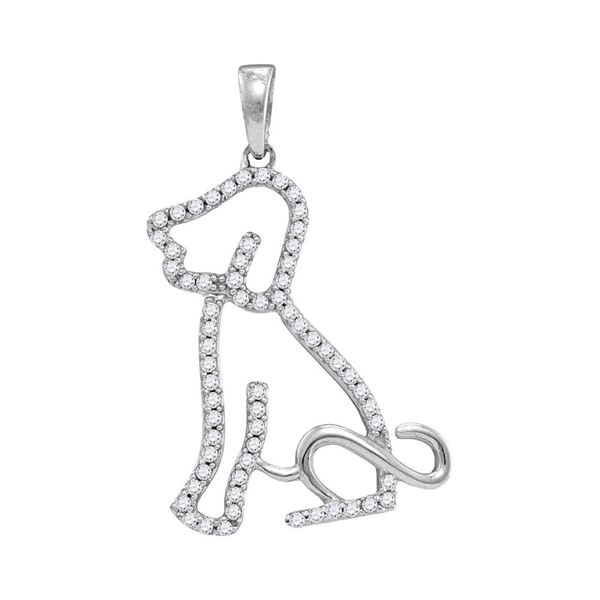 Diamond Animal Dog Puppy Pendant 1/5 Cttw 10kt White Gold