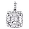 Image 1 : Princess Diamond Square Cluster Pendant 1/3 Cttw 14kt White Gold