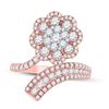 Image 2 : Diamond Bypass Flower Cluster Ring 1-1/2 Cttw 14kt Rose Gold