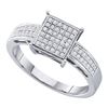 Image 1 : Diamond Square Cluster Ring 1/5 Cttw Sterling Silver