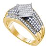 Image 1 : Diamond Elevated Square Cluster Ring 1/3 Cttw Yellow-tone Sterling Silver