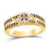 Image 1 : Brown Diamond Solitaire Ring 3/8 Cttw 10kt Yellow Gold