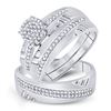 Image 1 : His Hers Diamond Cluster Matching Wedding Set 1/3 Cttw 10kt White Gold