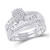 Image 2 : His Hers Diamond Cluster Matching Wedding Set 1/3 Cttw 10kt White Gold