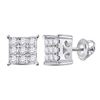 Image 1 : Diamond Square Cluster Earrings 1/6 Cttw 10kt White Gold