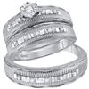 Image 1 : His Hers Diamond Solitaire Matching Wedding Set 1/4 Cttw 10kt White Gold