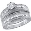 Image 2 : His Hers Diamond Solitaire Matching Wedding Set 1/4 Cttw 10kt White Gold