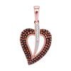 Image 1 : Red Color Enhanced Diamond Heart Pendant 1/4 Cttw 10kt Rose Gold