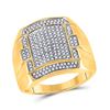 Image 1 : Mens Diamond Square Cluster Ring 1/2 Cttw 10kt Yellow Gold