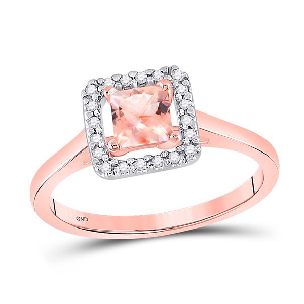 Princess Morganite Diamond Solitaire Ring 1/3 Cttw 10kt Rose Gold