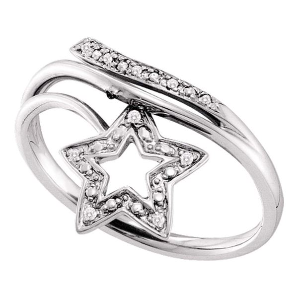 Diamond Star Bypass Band Ring .03 Cttw 10kt White Gold