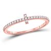 Image 1 : Diamond Cross Stackable Band Ring 1/6 Cttw 10kt Rose Gold