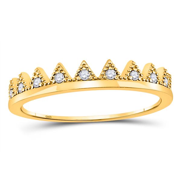 Diamond Chevron Stackable Band Ring 1/10 Cttw 10kt Yellow Gold