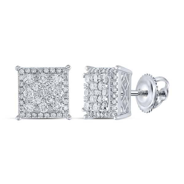 Diamond Square Earrings 1 Cttw 14kt White Gold