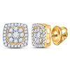 Image 1 : Diamond Square Cluster Earrings 1-1/4 Cttw 14kt Yellow Gold