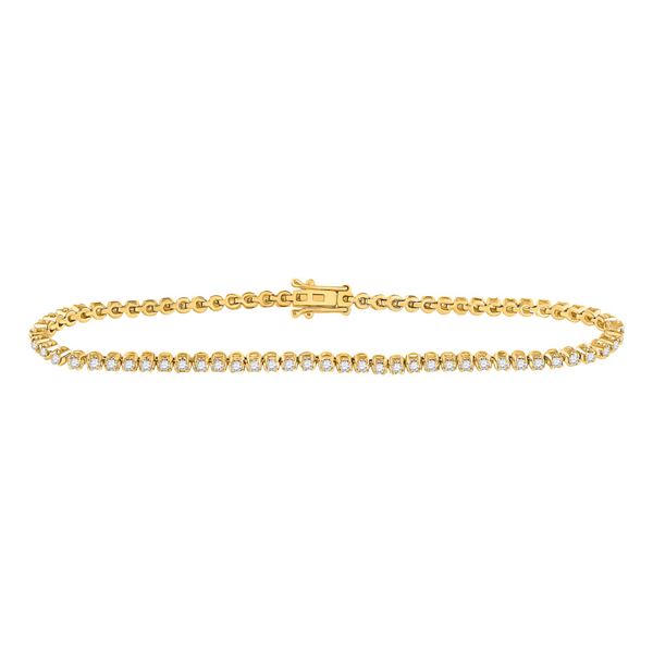 Diamond Studded Tennis Bracelet 1-1/5 Cttw 10kt Yellow Gold