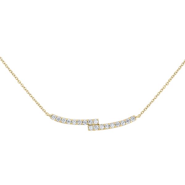 Diamond Curved Bypass Bar Necklace 1/2 Cttw 14kt Yellow Gold