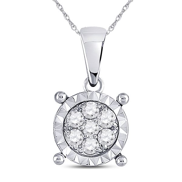 Diamond Fashion Cluster Pendant 1/8 Cttw 10kt White Gold