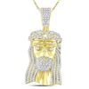 Image 1 : Mens Diamond Jesus Face Charm Pendant 3 Cttw 10kt Yellow Gold