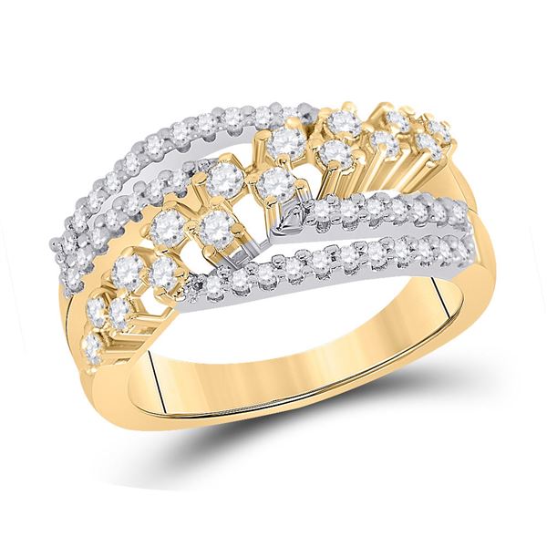 Diamond Crossover Strand Band Ring 3/4 Cttw 10kt Yellow Gold