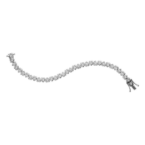 Diamond Heart Tennis Bracelet 1 Cttw Sterling Silver