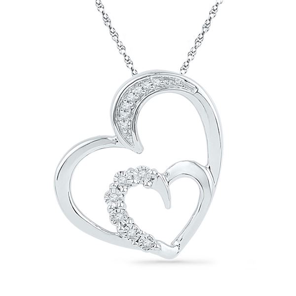 Diamond Heart Pendant 1/20 Cttw 10kt White Gold