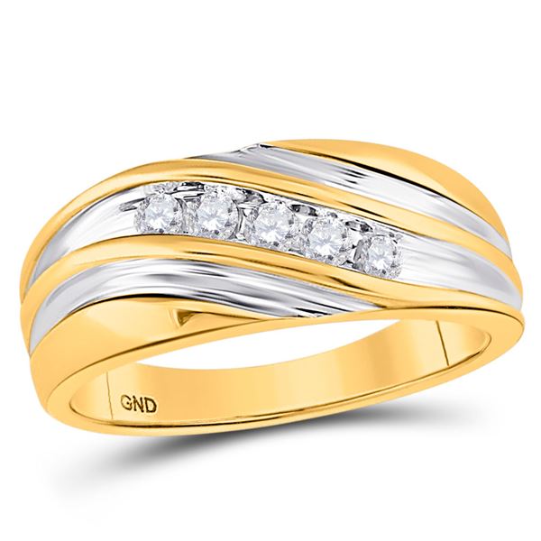 Mens Diamond Wedding Band Ring 1/4 Cttw 14kt Yellow Gold