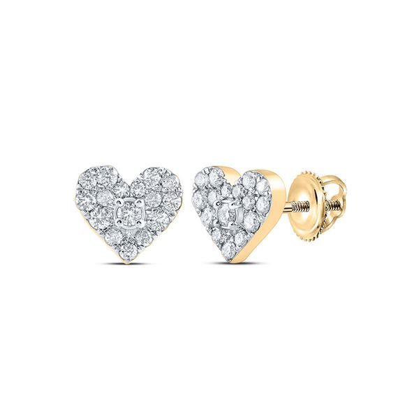 Diamond Heart Earrings 1/3 Cttw 10kt Yellow Gold