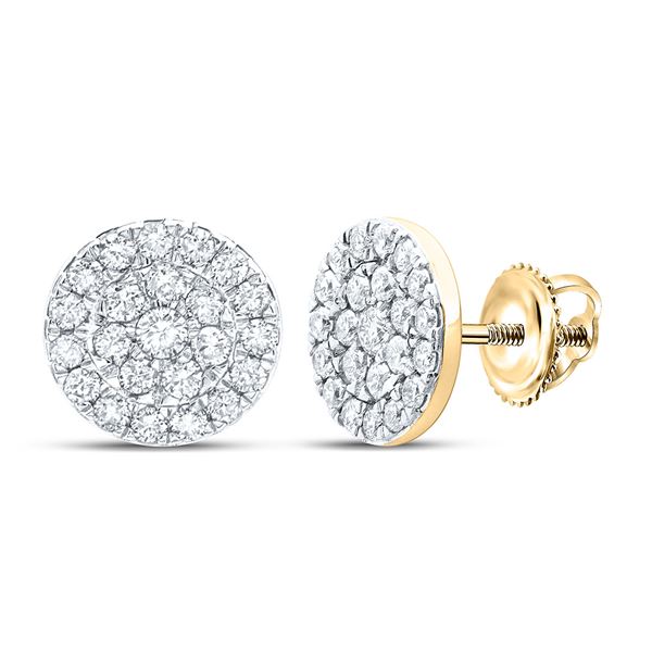 Diamond Cluster Earrings 3/4 Cttw 10kt Yellow Gold