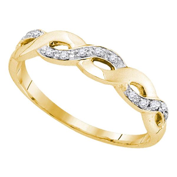 Diamond Woven Twist Band Ring 1/12 Cttw 10kt Yellow Gold