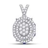 Image 1 : Diamond Oval Cluster Pendant 1/2 Cttw 14kt White Gold