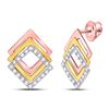 Image 1 : Diamond Offset Square Earrings 1/6 Cttw 10kt Tri-Tone Gold