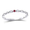 Image 1 : Ruby Solitaire Stackable Band Ring .01 Cttw 10kt White Gold