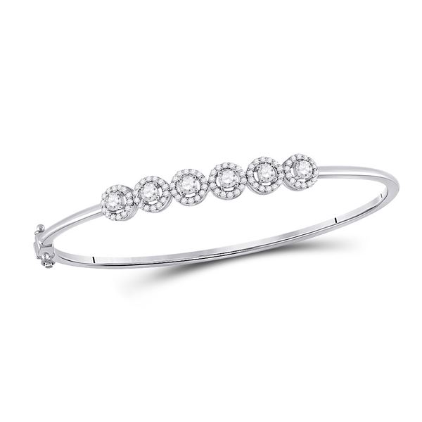 Diamond Halo Bangle Bracelet 1 Cttw 14kt White Gold