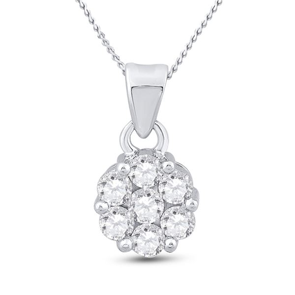 Diamond Flower Cluster Pendant 1 Cttw 14kt White Gold