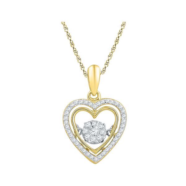 Diamond Moving Twinkle Heart Pendant 1/4 Cttw 10kt Yellow Gold