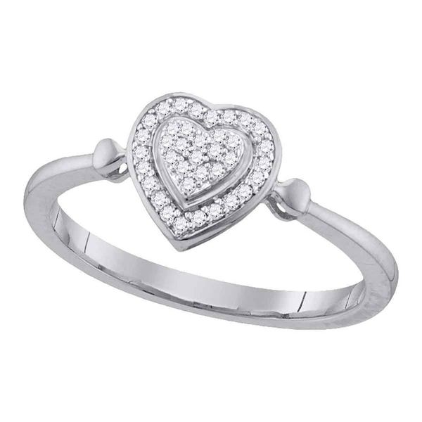 Diamond Heart Frame Cluster Ring 1/10 Cttw 10kt White Gold