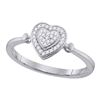 Image 1 : Diamond Heart Frame Cluster Ring 1/10 Cttw 10kt White Gold